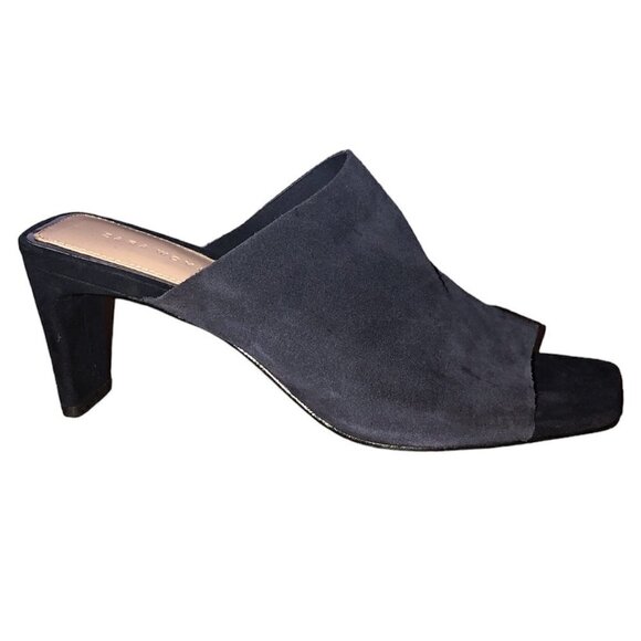 ZARA WOMAN Mule Heels Women's Size 6.5 Blue Square Toe Slip On Faux Suede - Picture 12 of 12